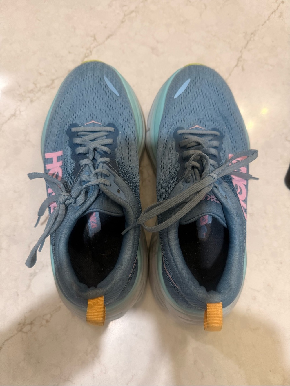 Hoka Women's Blue Teal Athletic Running Shoes with Pink Accents